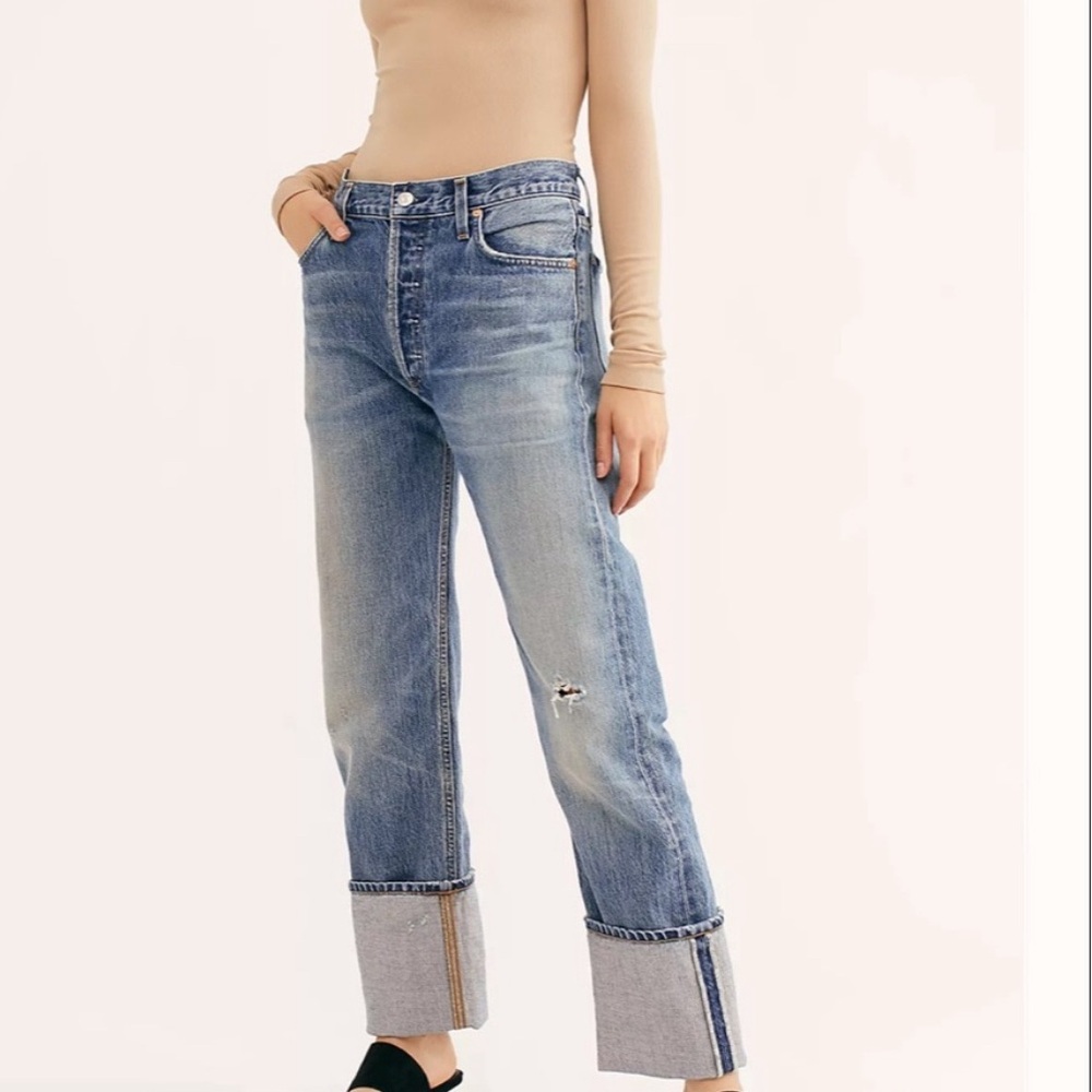 Citizens of Humanity Reese Cuffed straight leg jeans 28 vintage denim blue